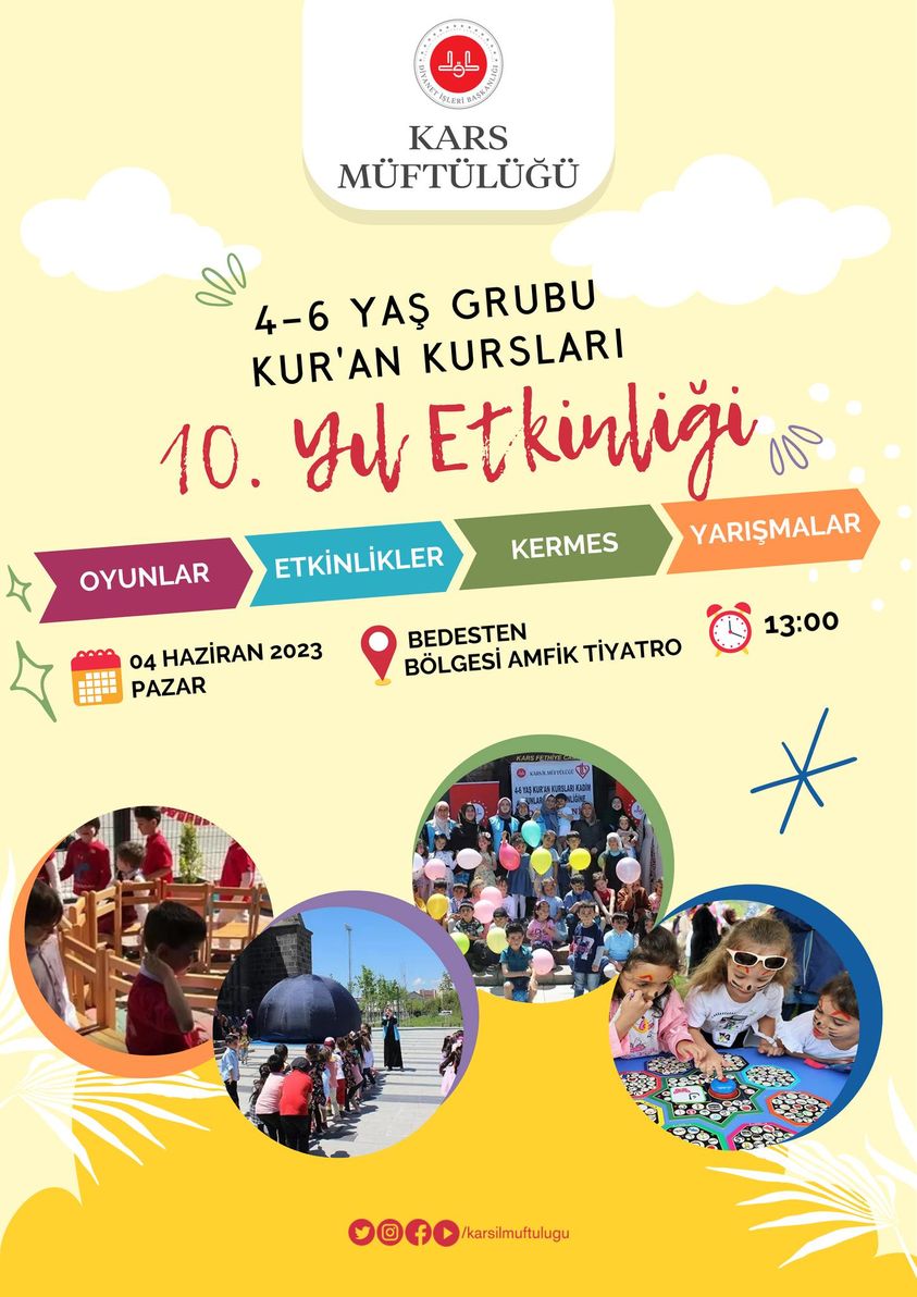 4-6 yaş grubu Kur'an kursları 10. yıl etkinliğinde buluşacak