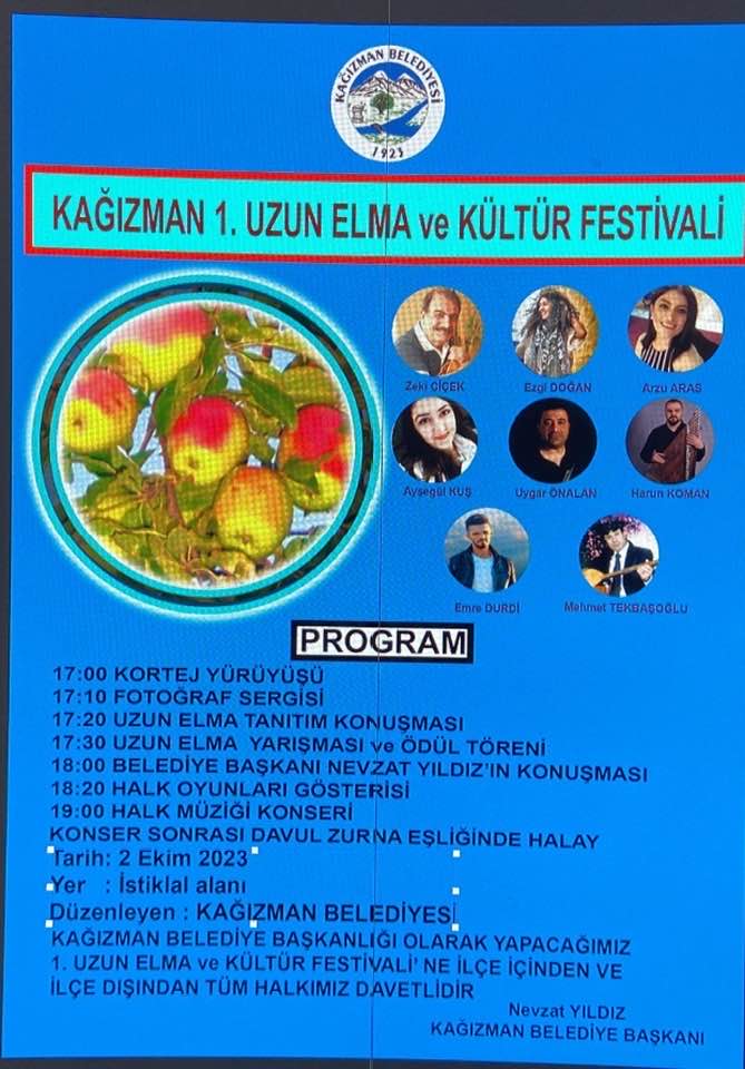 Kağızman 1. Uzun Elma ve Kültür Festivali yapılacak