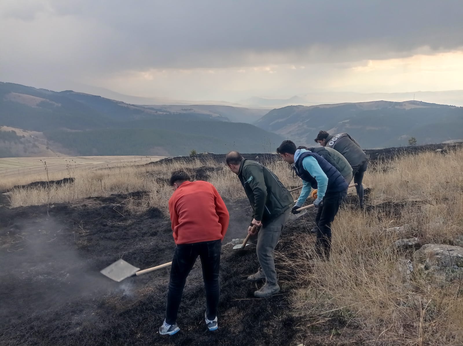 Sarıkamış'ta ormanlık alanda çıkan örtü yangını söndürüldü