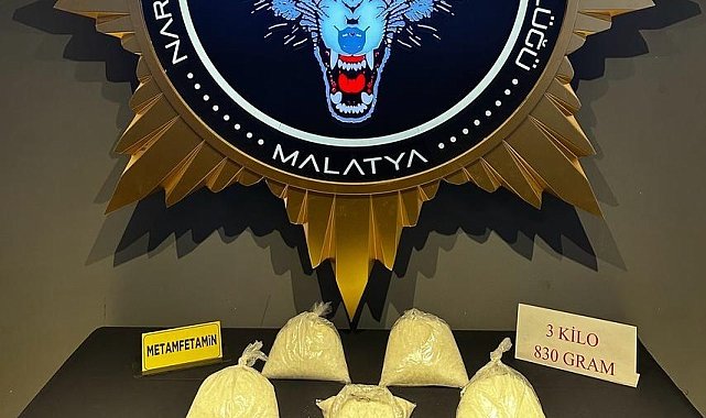 Malatya'da 3 kilo 830 gr metamfetamin ele geçirildi