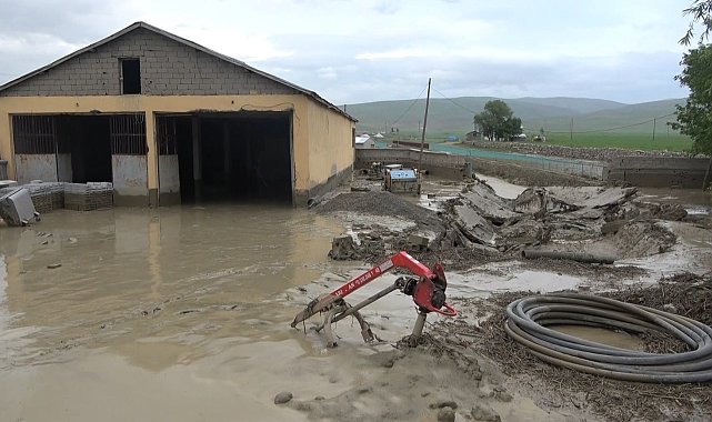 Muş'ta selde köprü yıkıldı, 5 araç ve 35 ev hasar gördü