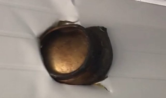 Evde patlayan tüpün parçası, konteyneri deldi geçti