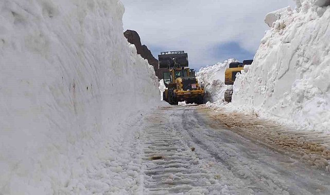 Haziran ayında 3 metreyi bulan karda yol açma çalışması