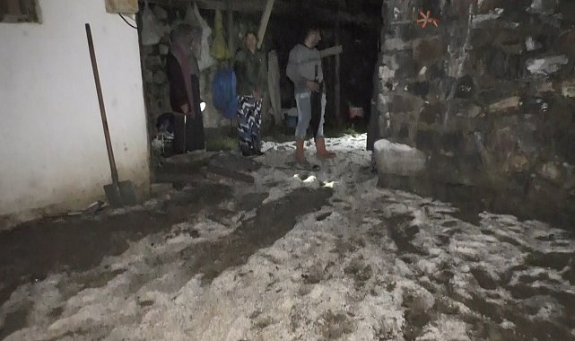 Kars'ta bir köyü sel vurdu, 10 ev selden zarar gördü