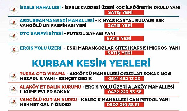 Tuşba'da kurban satış ve kesim yerleri belirlendi