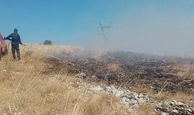 Akçadağ'da bin dönümlük alanda ot yangını