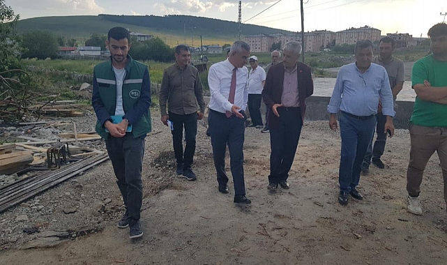Göle taşkın tesisi inşaatı devam ediyor