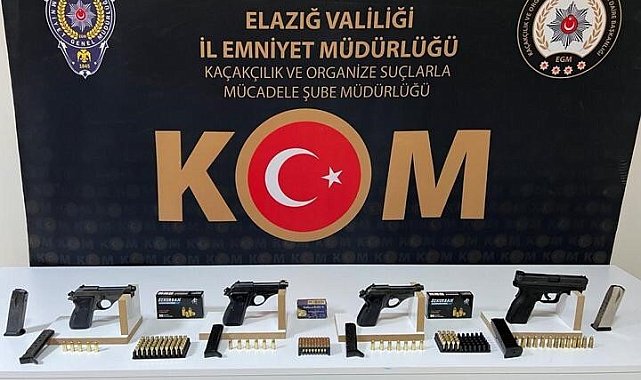 Elazığ'da 4 adet ruhsatsız tabanca ve 151 adet fişek ele geçirildi