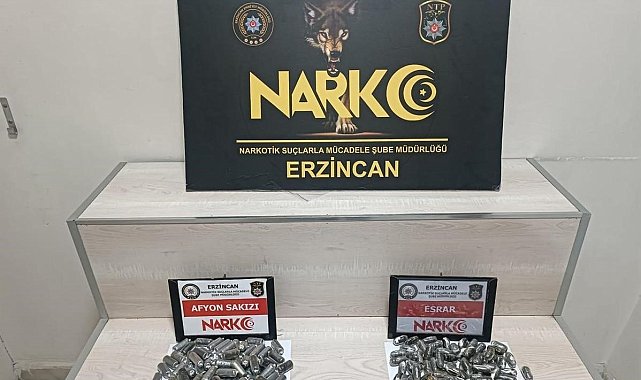 Erzincan'da midelerinde esrar ve Afyon sakızı taşıyan 2 şüpheli tutuklandı