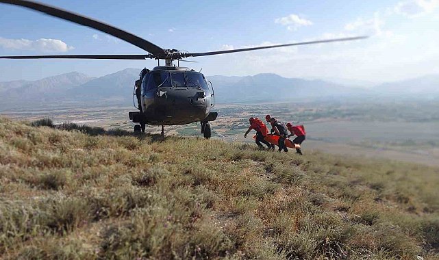 Maden araştırması yaparken yaralanan jeoloji mühendisi helikopterle kurtarıldı