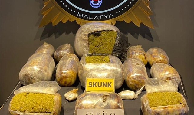 Malatya'da bir haftada 58 kilo 343 gram skunk ele geçirildi
