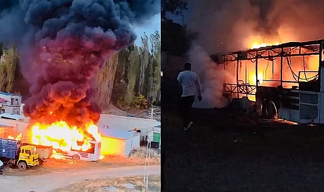 Belediye Otobüsü yangında kullanılamaz hale geldi