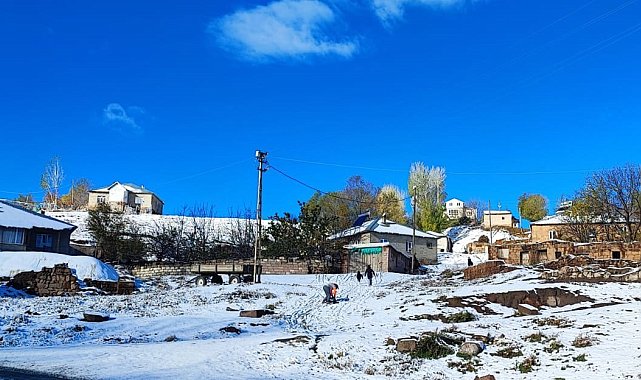 Ahlat'ta mevsimin ilk karı yağdı