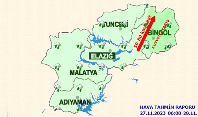 Bingöl için kuvvetli yağış ve rüzgar uyarısı