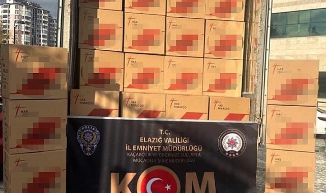 Elazığ'da 1 milyon 505 bin adet paketlenmiş makaron ele geçirildi