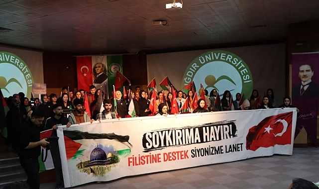 Iğdır'da üniversite öğrencileri İsrail'in Filistin'e yönelik saldırılarına tepki gösterdi