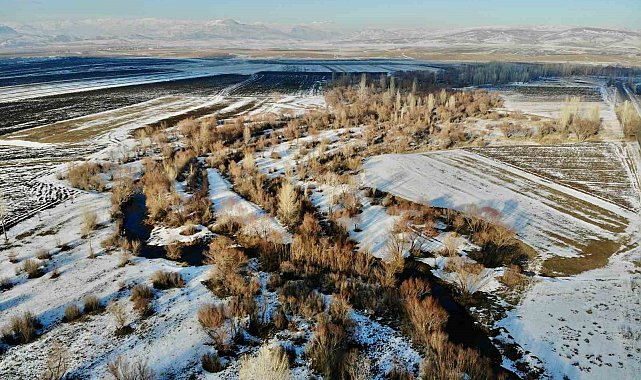 Ağrı'da kış manzarası havadan görüntülendi