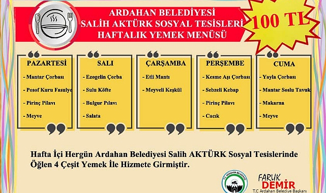 Ardahan Belediyesi yemek hizmetine başladı