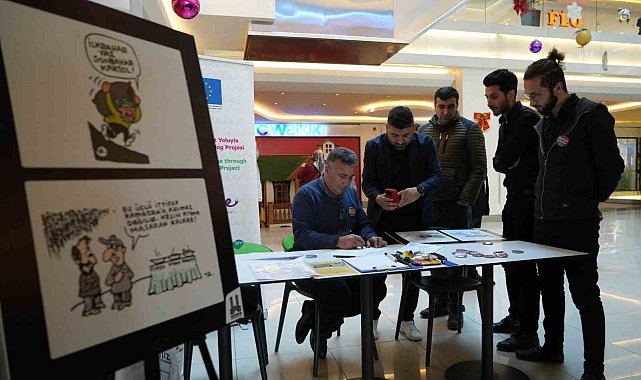 Erzincan'da kış temalı karikatür sergisi açıldı