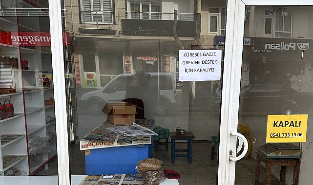 Esnaf, Gazze için iş yerlerine kilit vurdu