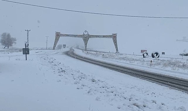 Karlıova'da beklenen kar yağdı, ilçe tamamen beyaza büründü