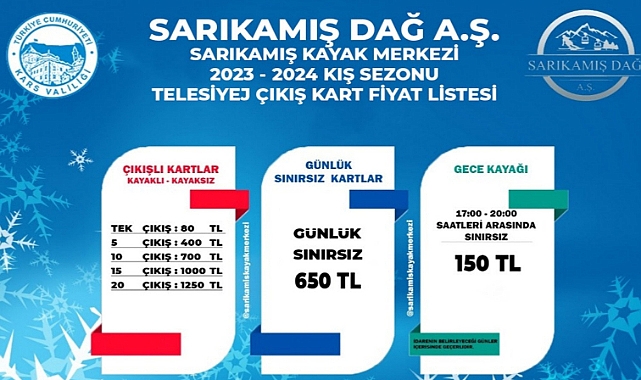Sarıkamış Kayak Merkezinde kart fiyatlarına tepki