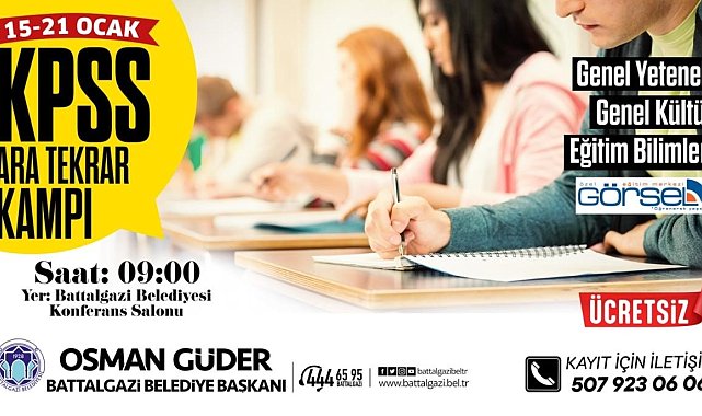 Battalgazi'de KPSS'ye hazırlanan adaylar için kamp düzenlenecek