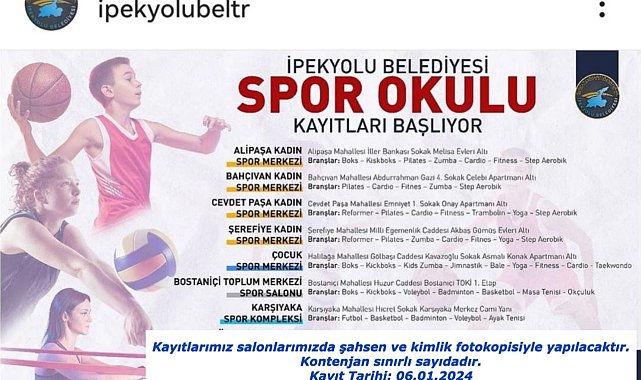 İpekyolu Belediyesinin yeni dönem spor okulu kayıtları başlıyor