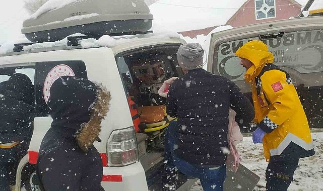 Kardan yolu kapanan köyde rahatsızlanan çocuk için ekipler seferber oldu