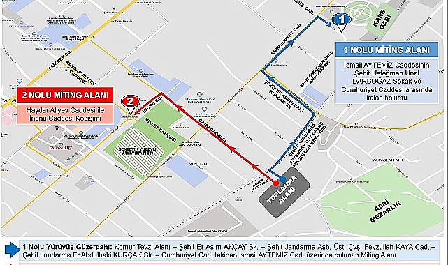 Kars'ta toplantı ve gösteri yürüyüş güzergahları açıklandı