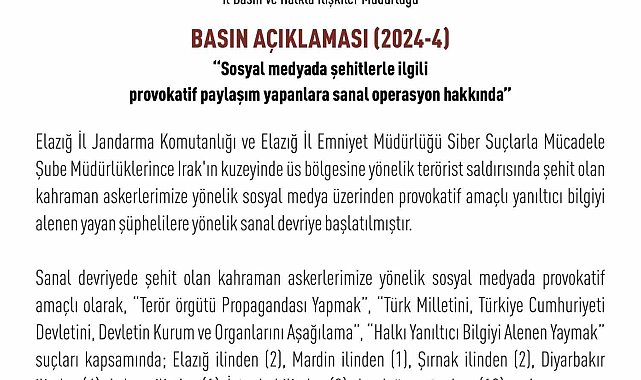 Şehitler üzerinden provokatif paylaşım yapan 12 hesap tespit edildi, yasal işlem başlatıldı