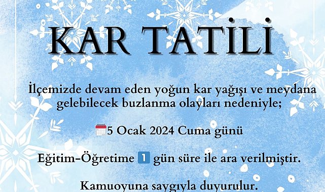 Van'ın Muradiye ve Saray ilçelerinde eğitime 1 gün ara verildi