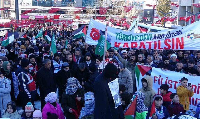 Vanlılar soğuk havaya rağmen Filistin için yürüdü