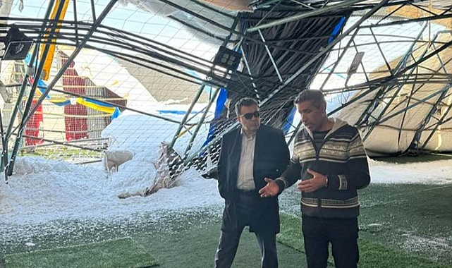 Başkan Demir kar yağışında tavanı çöken işyerini ziyaret etti