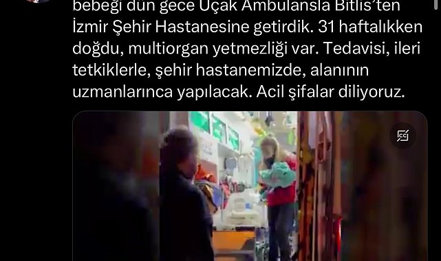 Çoklu organ yetmezliği olan bebek, uçak ambulansla İzmir'e sevk edildi