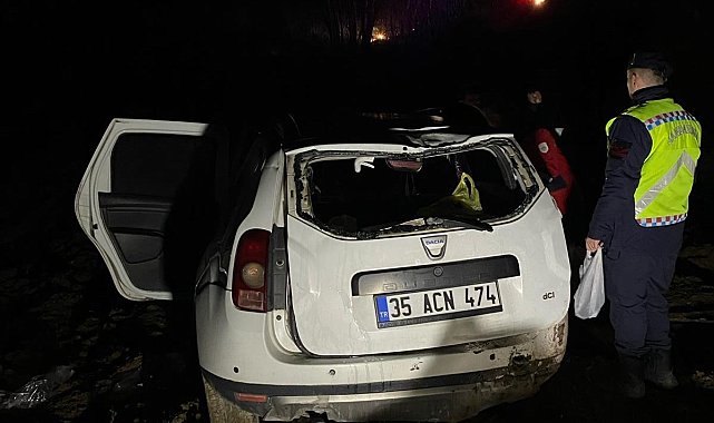 Kontrolden çıkan cip şarampole uçtu: 2 yaralı