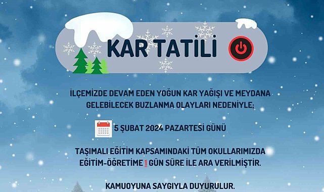 Saray ilçesinde taşımalı eğitime 1 gün ara verildi"