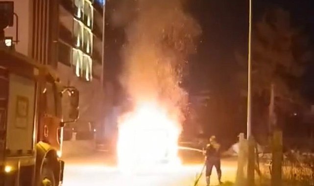 Elazığ'da seyir halindeki hafif ticari araç alev topuna döndü