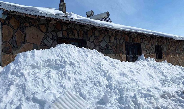 Karlıova'da günlerdir etkili olan kar, tek katlı evleri kara gömdü