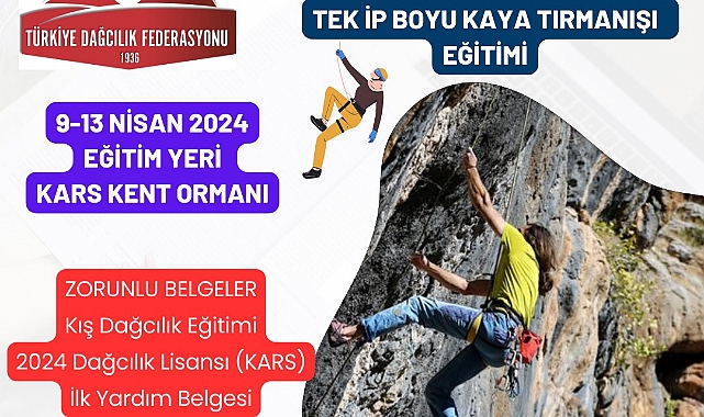Kars’ta, Tek İp Boylu Kaya Tırmanışı eğitimi verilecek