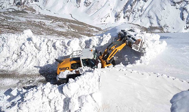 Muş'ta kar kalınlığının 7 metreyi bulduğu yolda çalışma
