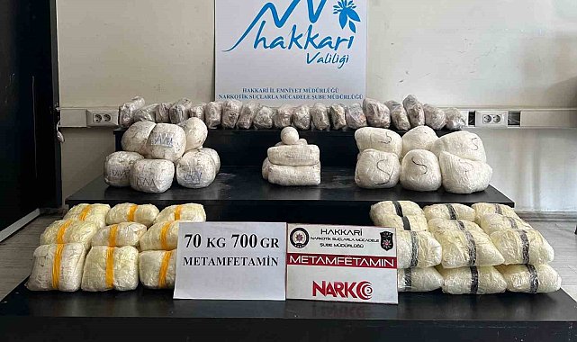 Yüksekova'da 70 kilo 700 gram metamfetamin ele geçirildi