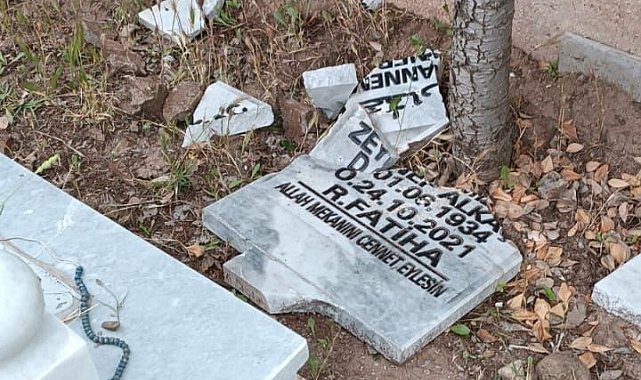 Elazığ'da mezar taşları kırıldı