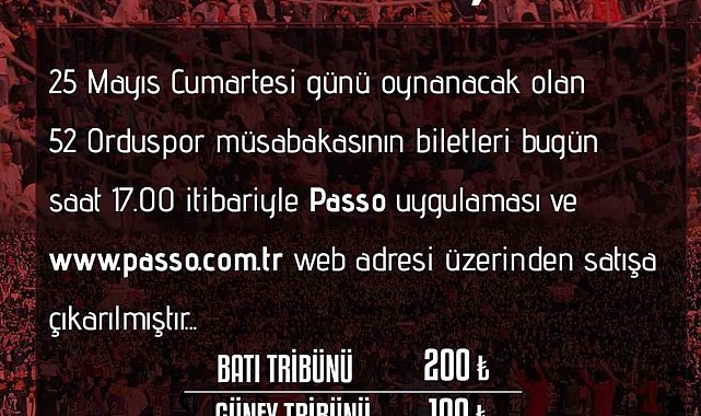 Elazığspor-52 Orduspor maçı biletleri satışta