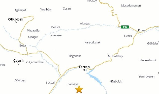 Tercan'da 2.9 büyüklüğünde deprem