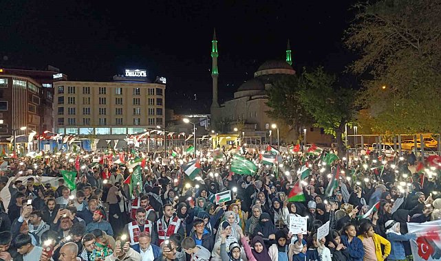 Van'da Filistin için meşaleli yürüyüş yapıldı