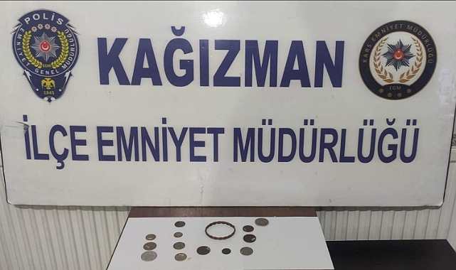 Kağızman'da 14 adet tarihi eser ele geçirildi