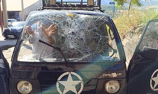 Aracına taş isabet eden vatandaş ölümden döndü