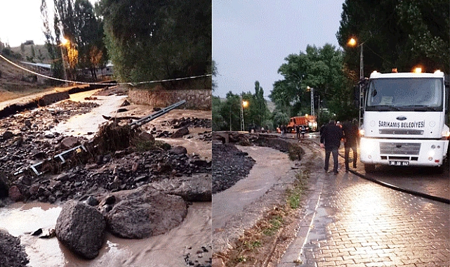 Kars'ın Sünğütaş köyünü sel vurdu