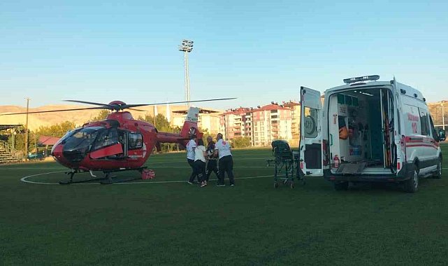 Ambulans helikopter kalp krizi geçiren hasta için havalandı